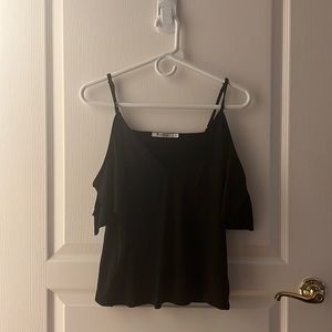 T by Alexander Wang Off the Shoulder Black Tee